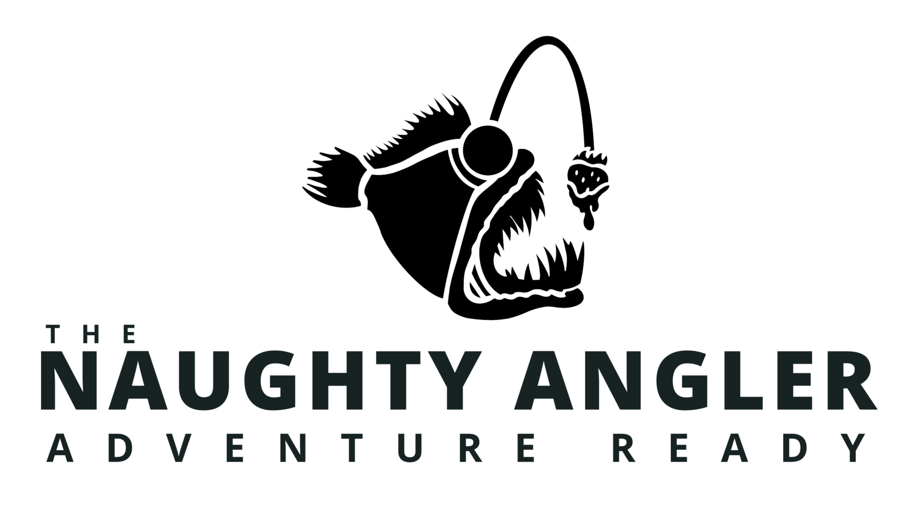 The Naughty Angler logo with angler fish and “Adventure Ready” tagline